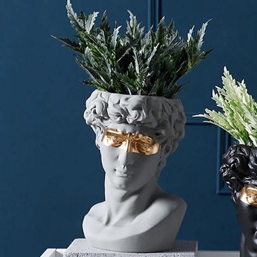Ceramic David Head Planter and Vase, 9.45 in Tall, view 8