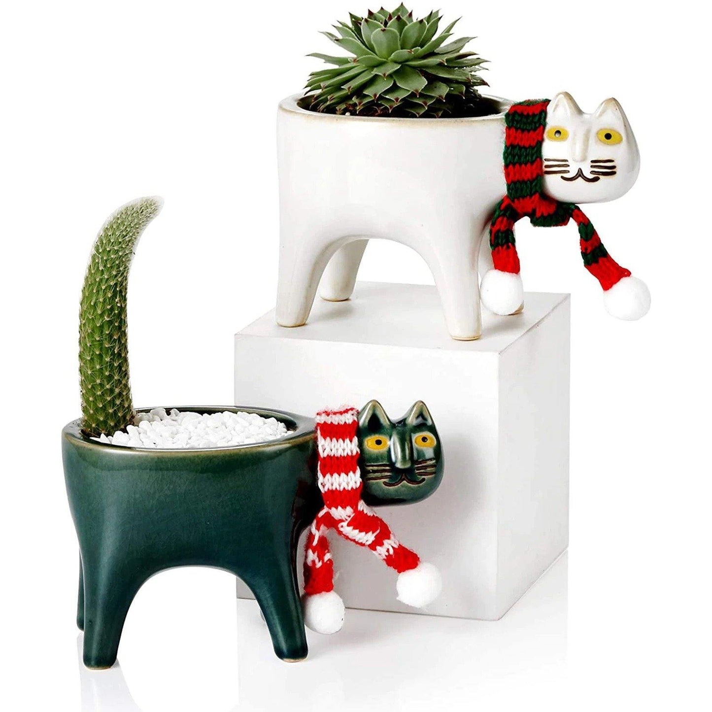 Cat Shaped Ceramic Planter with Drain Hole, 5.9 in, view 8