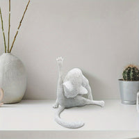 Resin Cat Figurine in Grooming Pose, 5.5 in