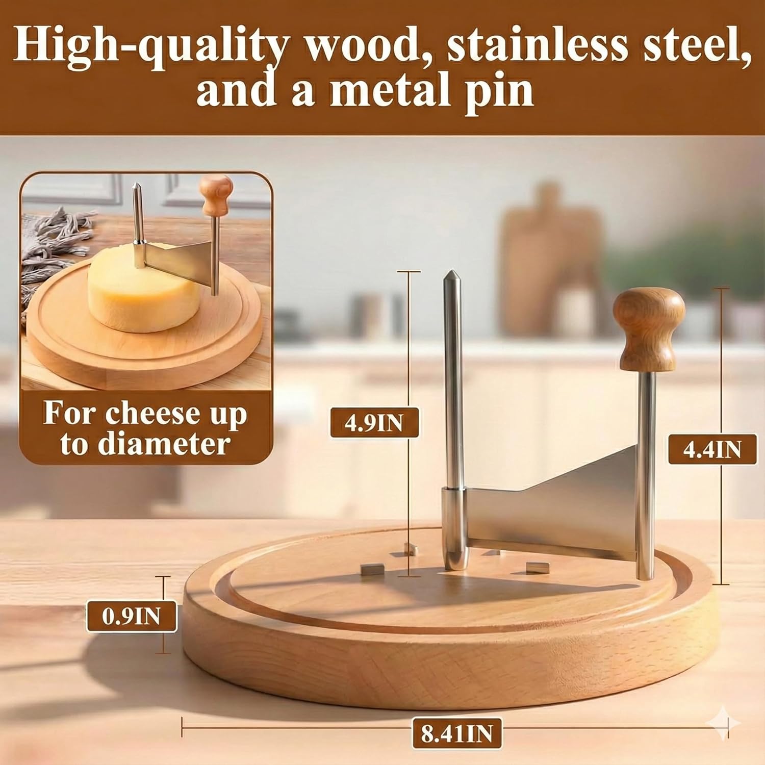 Swiss Style Cheese Curler with Wooden Base, view 4