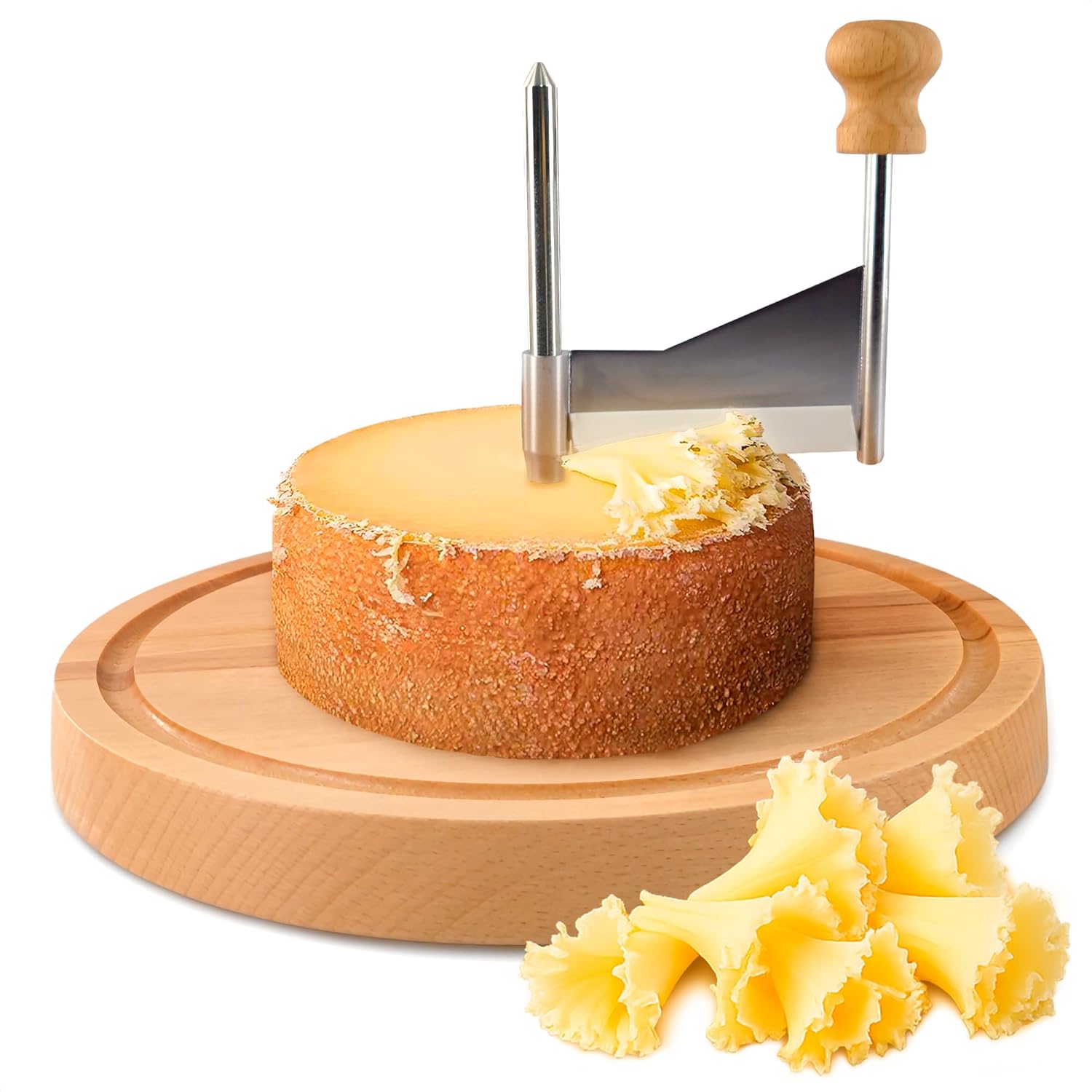 Swiss Style Cheese Curler with Wooden Base