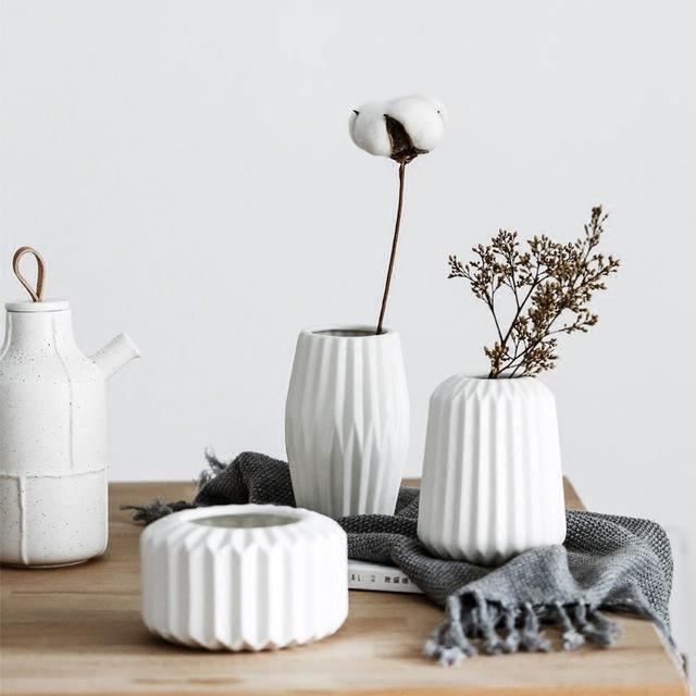 Tabletop Ceramic Vases, Three Shapes in Five Colors