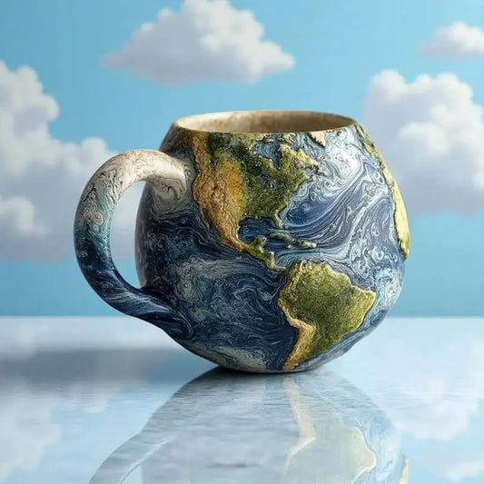 Planet Shaped Ceramic Mug: Earth, Sun, Moon or Saturn
