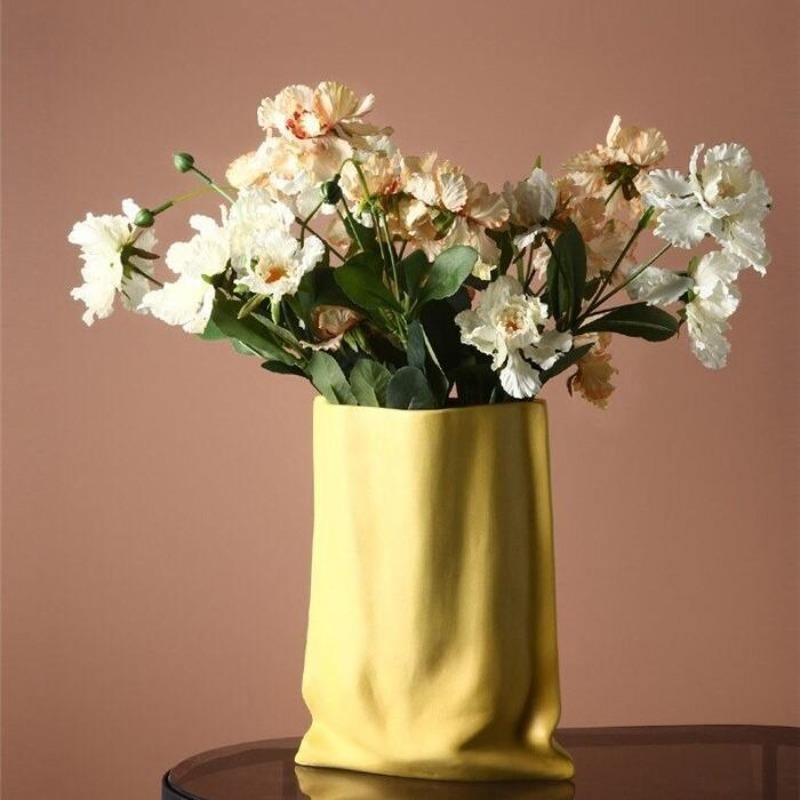 Crumpled Paper Bag Porcelain Vase, 9.5 in, view 2
