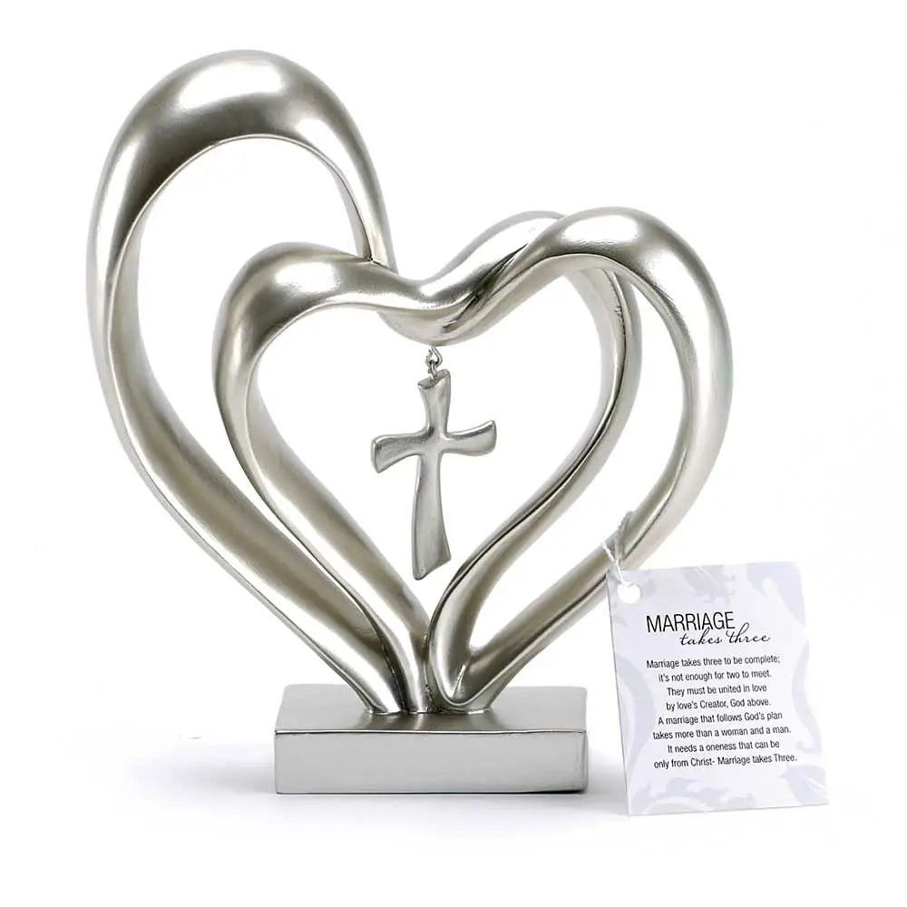 Entwined Heart and Cross Sculpture for a Wedding Gift, view 5