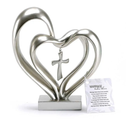 Entwined Heart and Cross Sculpture for a Wedding Gift, view 5