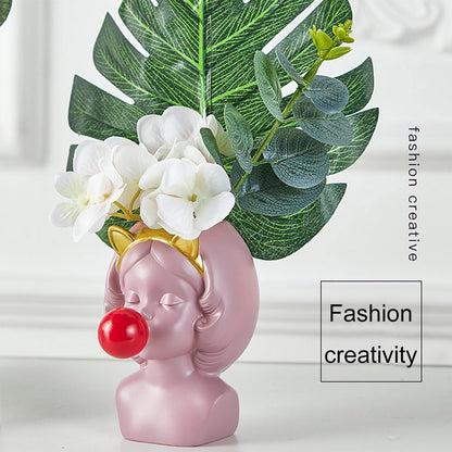Bubblegum Girl Bust Planter with Cat or Bunny Ears, view 3