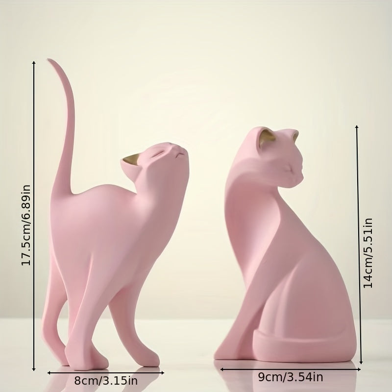 Minimalist Resin Cat Figurine, Two Poses, view 13