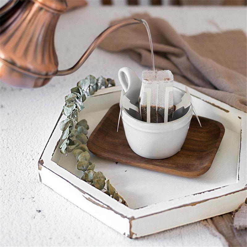 Square Wood Serving Tray in Rustic White, Three Sizes, view 2