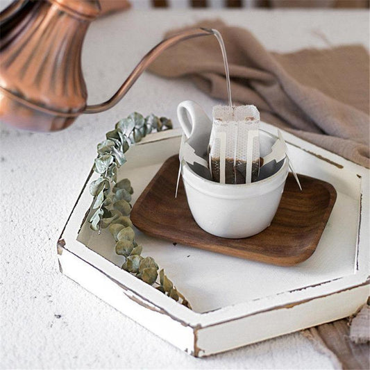 Square Wood Serving Tray in Rustic White, Three Sizes, view 2