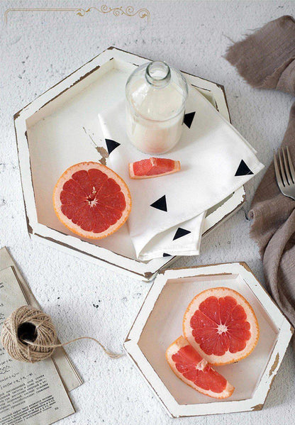 Square Wood Serving Tray in Rustic White, Three Sizes, view 4
