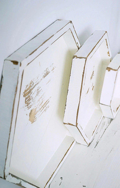 Square Wood Serving Tray in Rustic White, Three Sizes, view 6