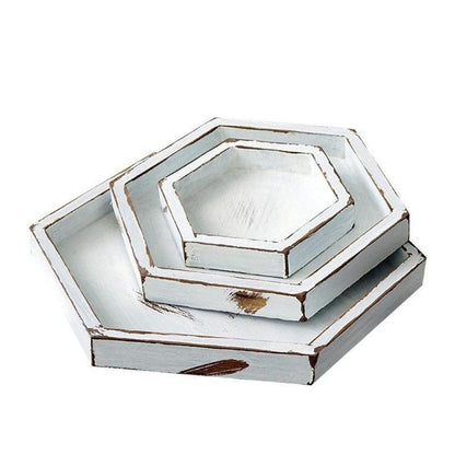 Square Wood Serving Tray in Rustic White, Three Sizes, view 7