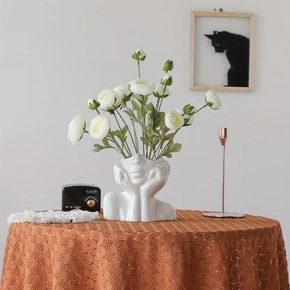 Small Face Vase with Two Handles, Matte Resin, view 4