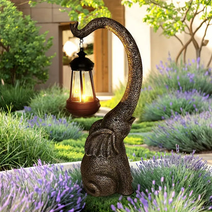 Solar Powered Elephant Garden Lamp with Lantern, view 8