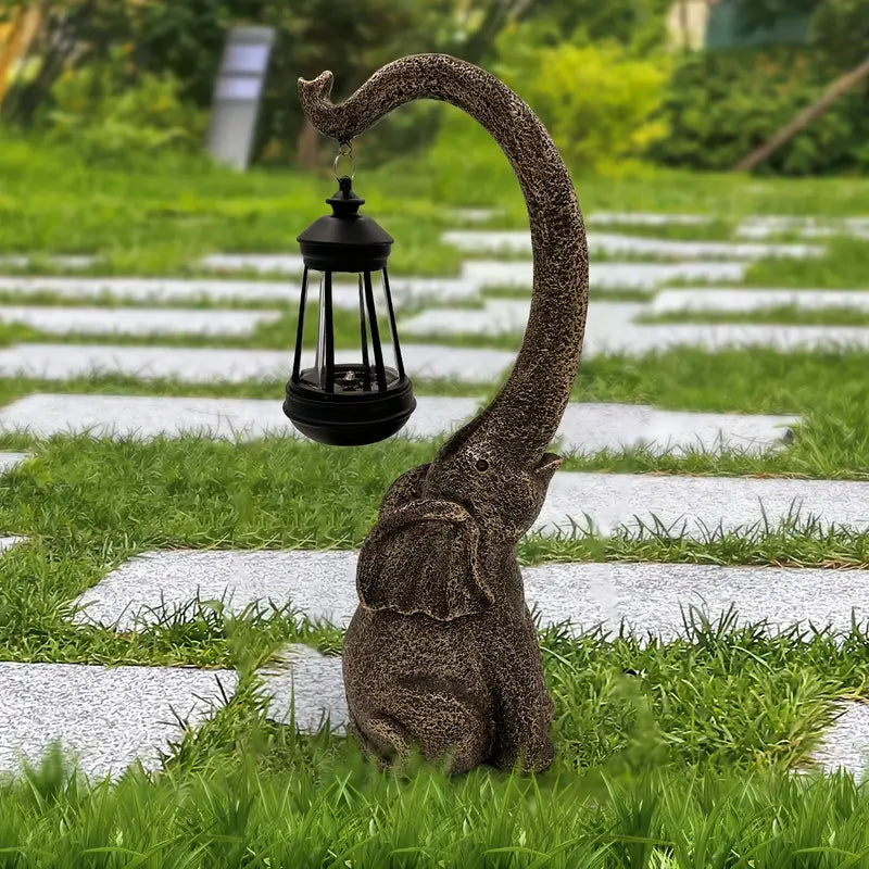 Solar Powered Elephant Garden Lamp with Lantern, view 6