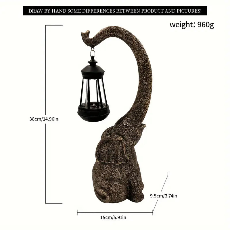 Solar Powered Elephant Garden Lamp with Lantern, view 10