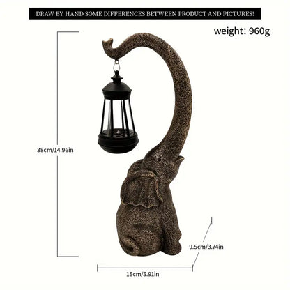 Solar Powered Elephant Garden Lamp with Lantern, view 10
