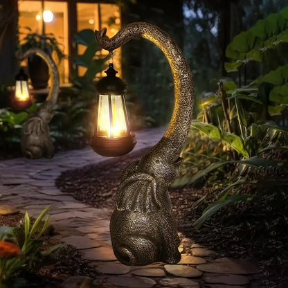 Solar Powered Elephant Garden Lamp with Lantern, view 4
