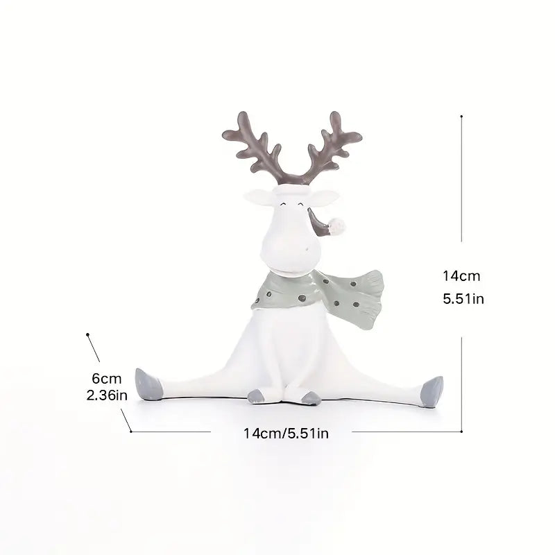 Sitting Reindeer Figurine with Scarf, Resin, 5.5 in, view 4