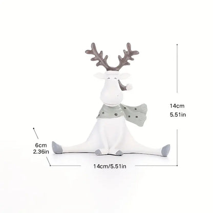 Sitting Reindeer Figurine with Scarf, Resin, 5.5 in, view 4