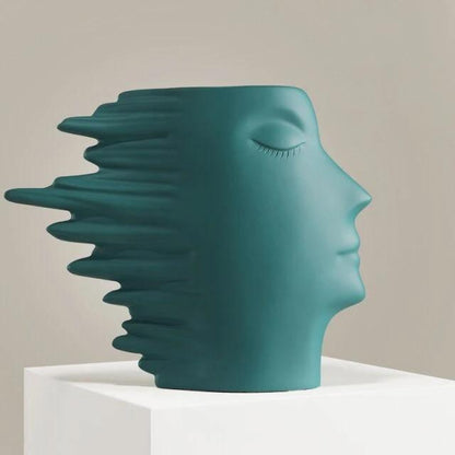 Sculpted Windswept Faces Resin Vase, Five Colors, view 3