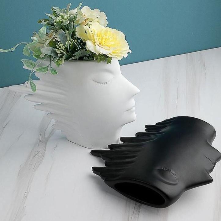 Sculpted Windswept Faces Resin Vase, Five Colors, view 7