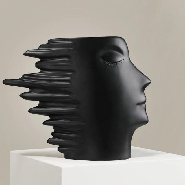 Sculpted Windswept Faces Resin Vase, Five Colors, view 10