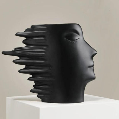 Sculpted Windswept Faces Resin Vase, Five Colors, view 10