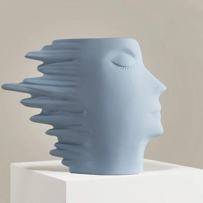 Sculpted Windswept Faces Resin Vase, Five Colors, view 12