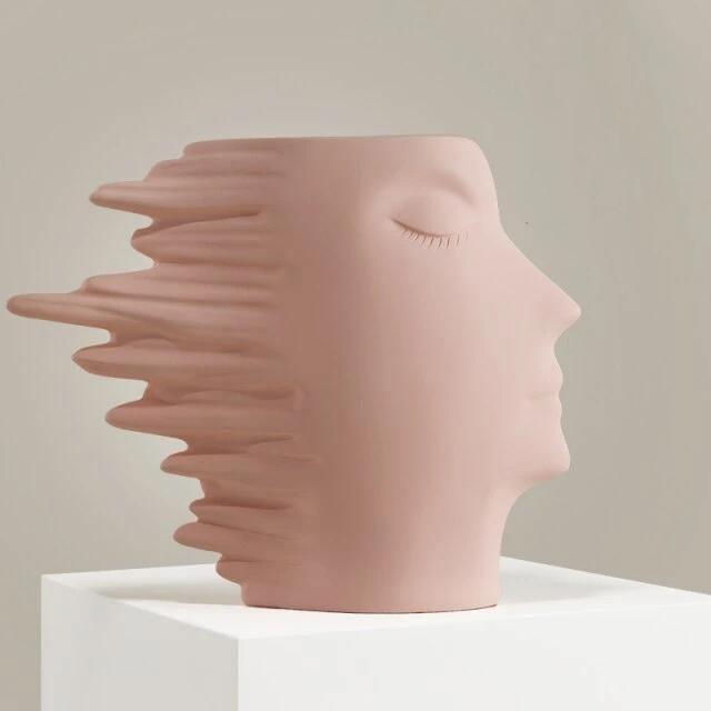 Sculpted Windswept Faces Resin Vase, Five Colors, view 9