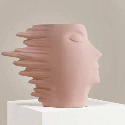 Sculpted Windswept Faces Resin Vase, Five Colors, view 9