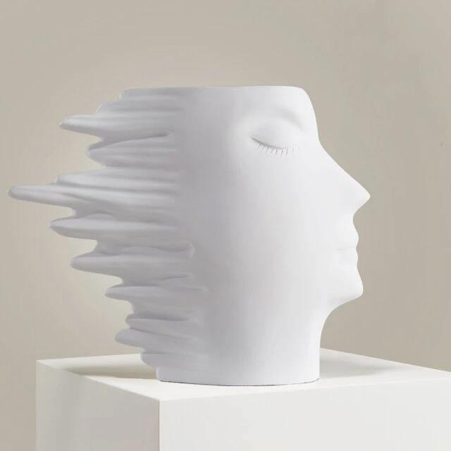 Sculpted Windswept Faces Resin Vase, Five Colors, view 11