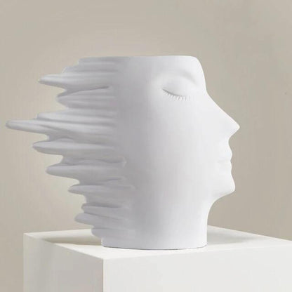 Sculpted Windswept Faces Resin Vase, Five Colors, view 11