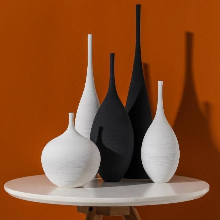 Slim Textured Ceramic Vases, White or Black, view 5
