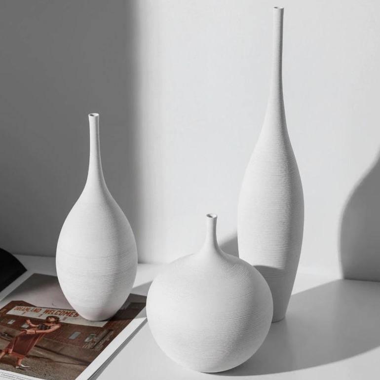 Slim Textured Ceramic Vases, White or Black, view 10