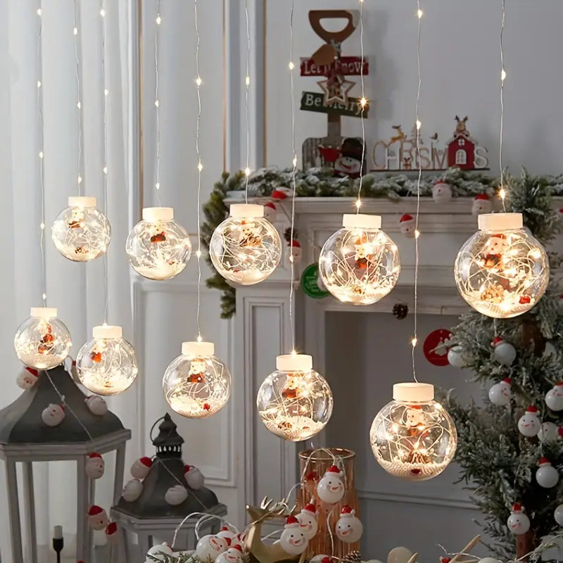 Christmas LED Globe String Lights, 10 Globes, USB, view 2