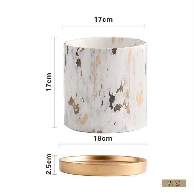 Ceramic Tabletop Planter with Gold Maze Pattern, view 9