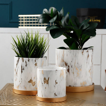 Ceramic Tabletop Planter with Gold Maze Pattern, view 3