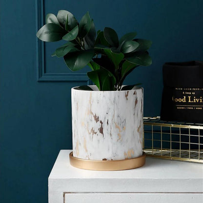 Ceramic Tabletop Planter with Gold Maze Pattern, view 6