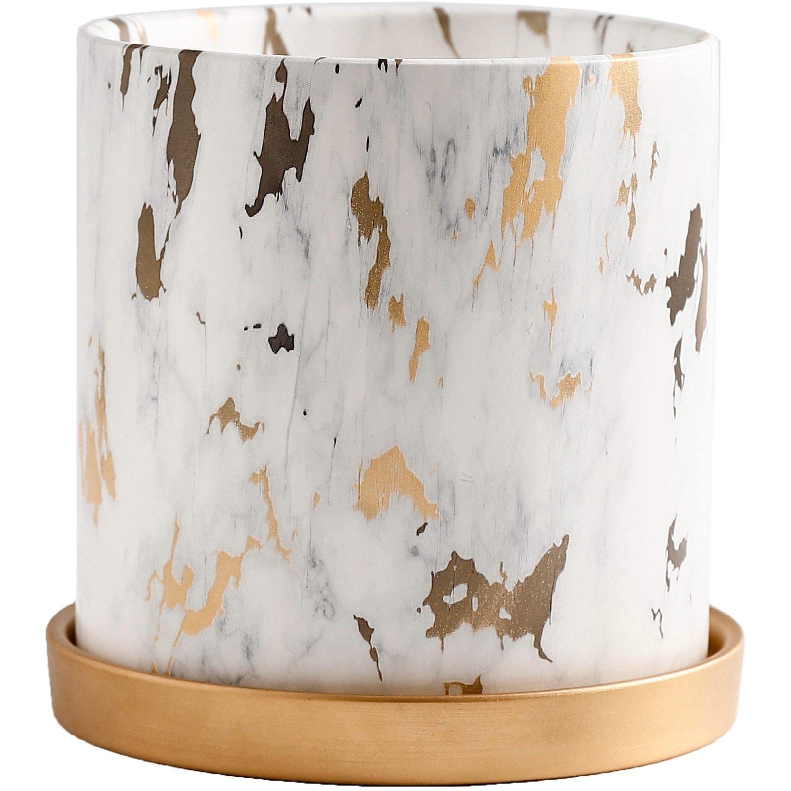 Ceramic Tabletop Planter with Gold Maze Pattern, view 8