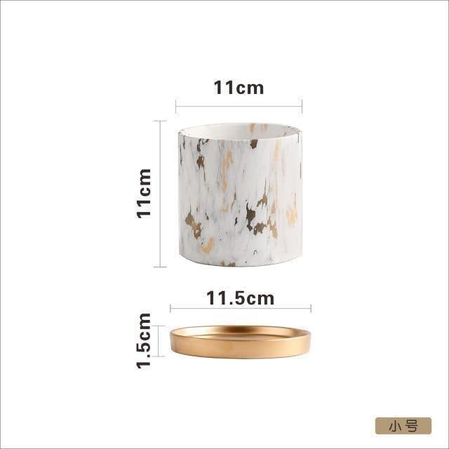 Ceramic Tabletop Planter with Gold Maze Pattern, view 7