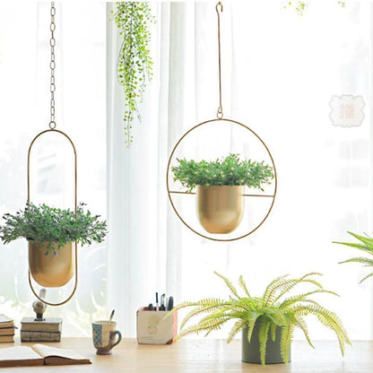 Metal Halo Hanging Planter, Round or Oblong, view 3