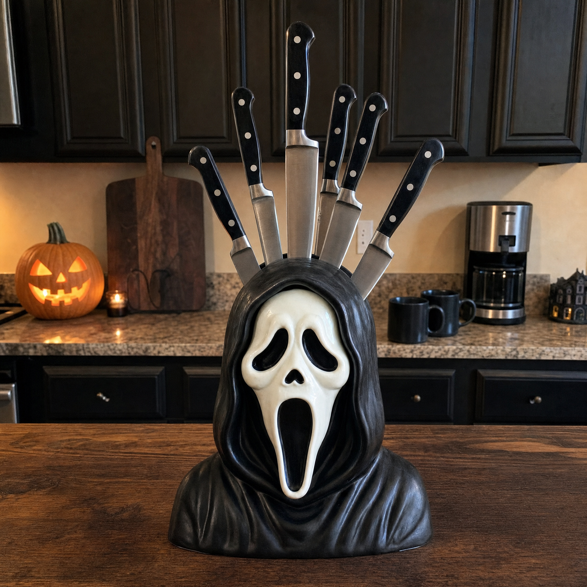 Horror Figure Knife Block in Hand Painted Resin