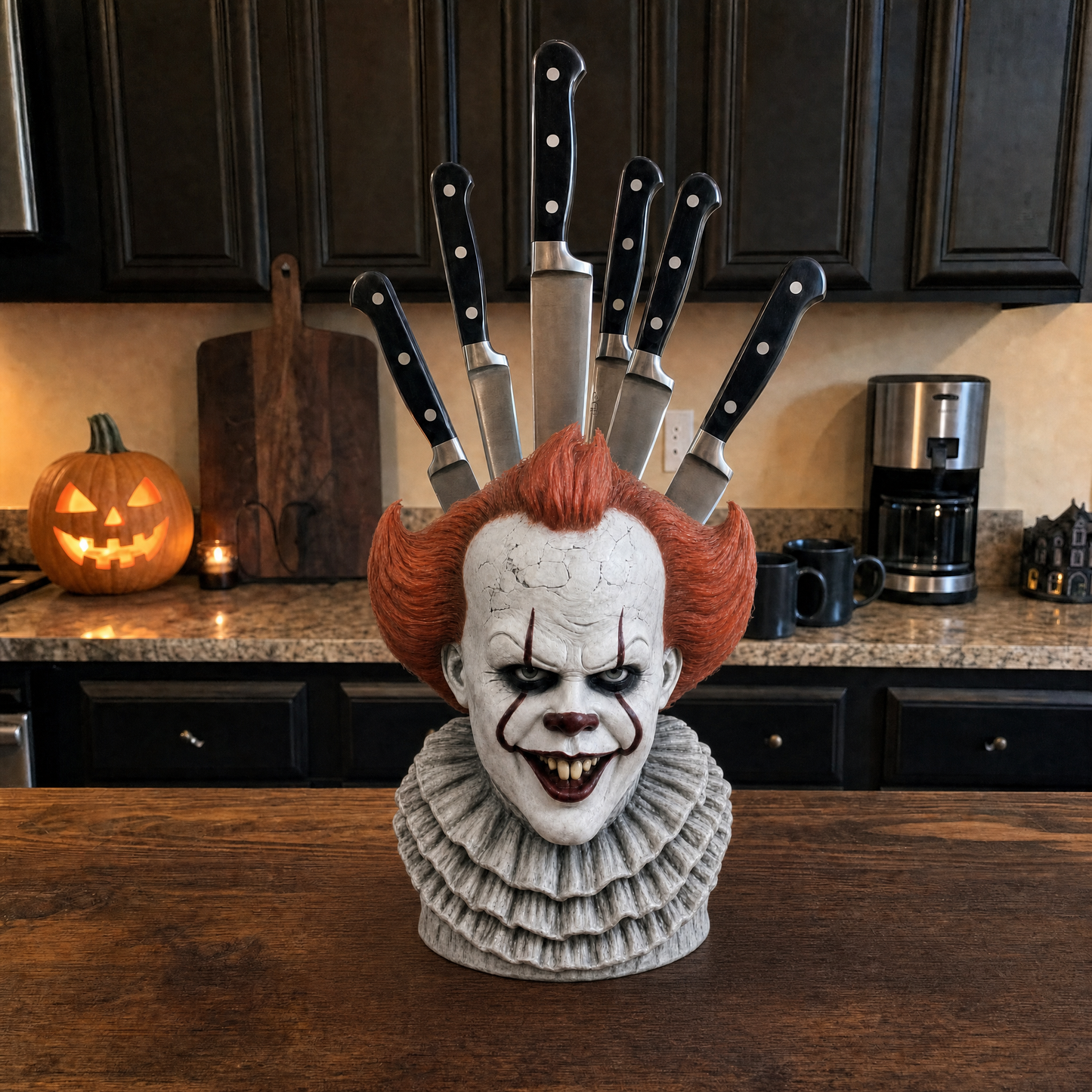 Horror Figure Knife Block in Hand Painted Resin, view 3