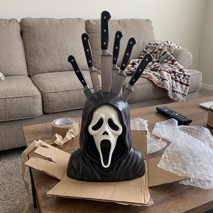 Horror Figure Knife Block in Hand Painted Resin, view 4