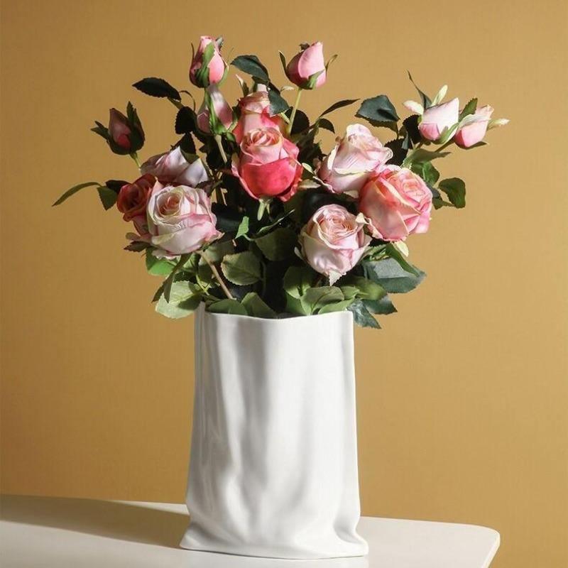 Crumpled Paper Bag Porcelain Vase, 9.5 in, view 3