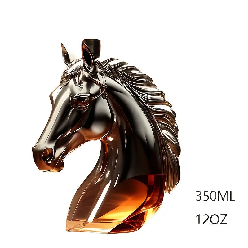 Horse Head Glass Decanter for Whiskey, 12 oz, view 3