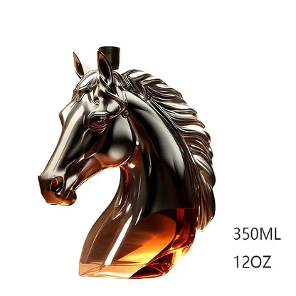 Horse Head Glass Decanter for Whiskey, 12 oz, view 3