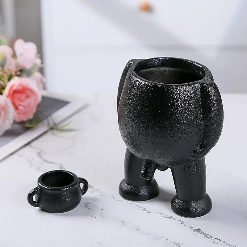 Cheeky Ceramic Novelty Planter with Drip Cup, view 7